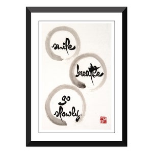 smile breathe go slowly - Thich Nhat Hanh - light gray Enso