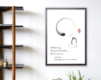 Daruma facing the wall meditation (FRAMED art)