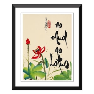 no mud no lotus- Lotus drawing 3- many sizes - Thich Nhat Hanh