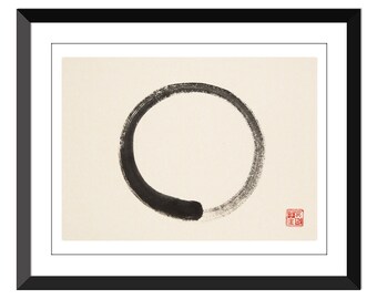 Enso Circle #19- Zen Circle   10x13&quot;- Light antique paper