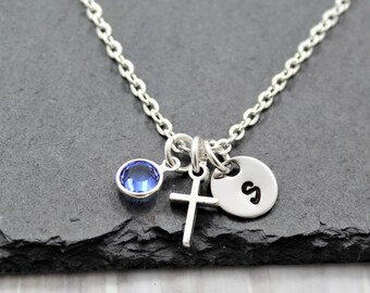 personalized cross necklace girl