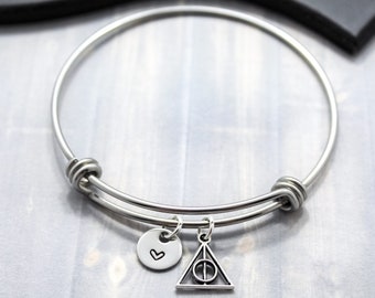 Deathly Hollows Bangle Bracelet - Harry Potter Jewelry - Potterhead - I Love Harry Potter - Harry Potter Fans