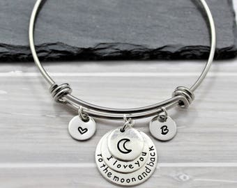 BRBAM I Love You to The Moon and Back Stainless Steel Hollow Out Bracelet Lovely Inspirational Gift for Her BRBAM I Love You to The Moon and Back Stainless Steel Hollow Out Bracelet Lovely Inspirational Gift for Her