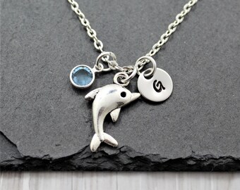 Believe with Dolphins silver necklace small handmade fine silver dolphin charm on sterling chain with length options
