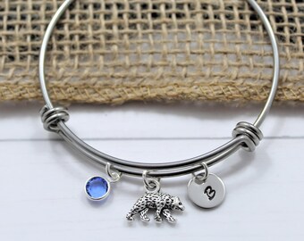 Bear Bracelet - Momma Bear Bracelet - California Bear Bracelet - Silver Bear Jewelry - Bear Themed Gifts - Bear Bracelet for Women