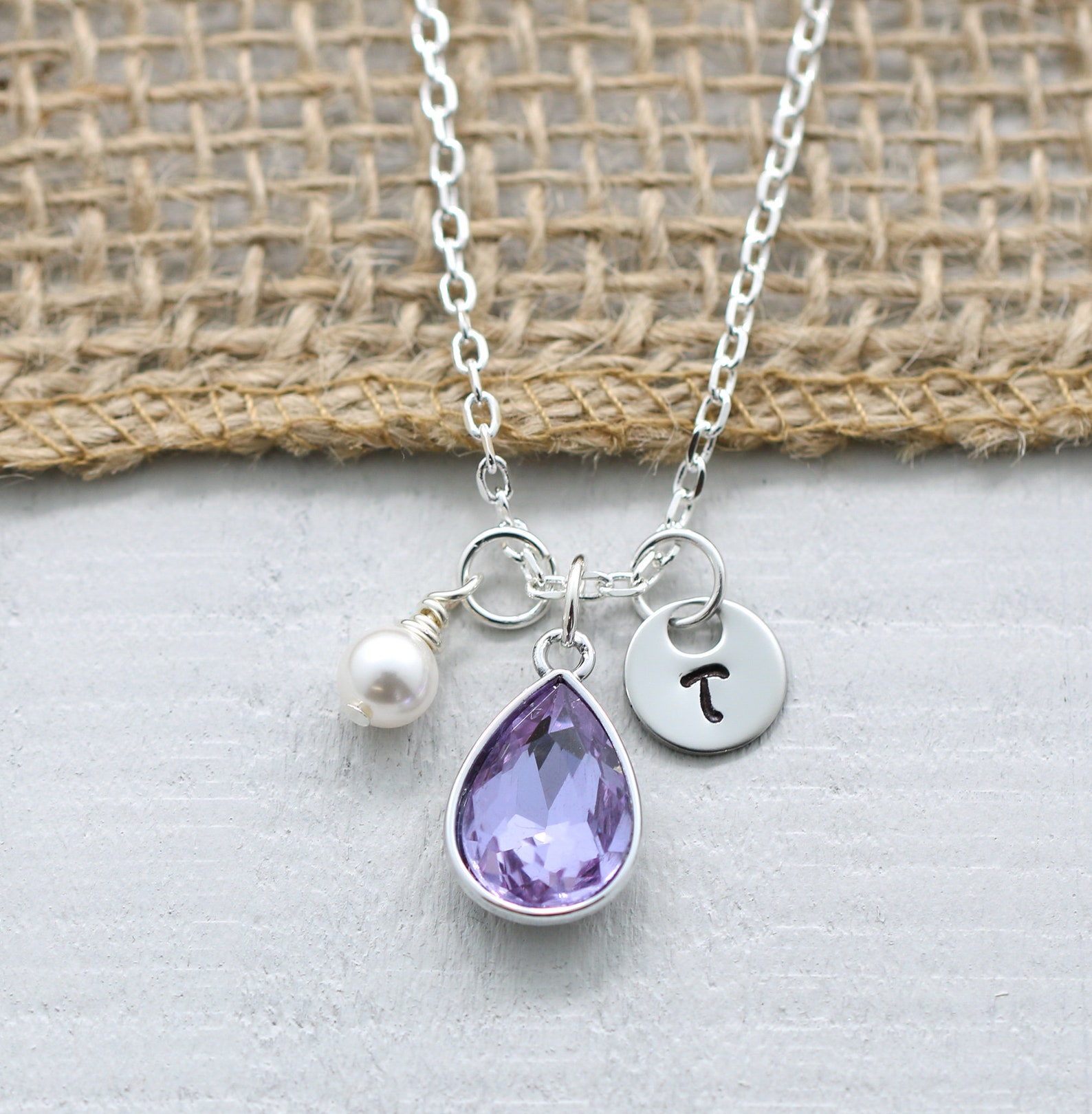 June birthstone necklace for women personalized initial etsy