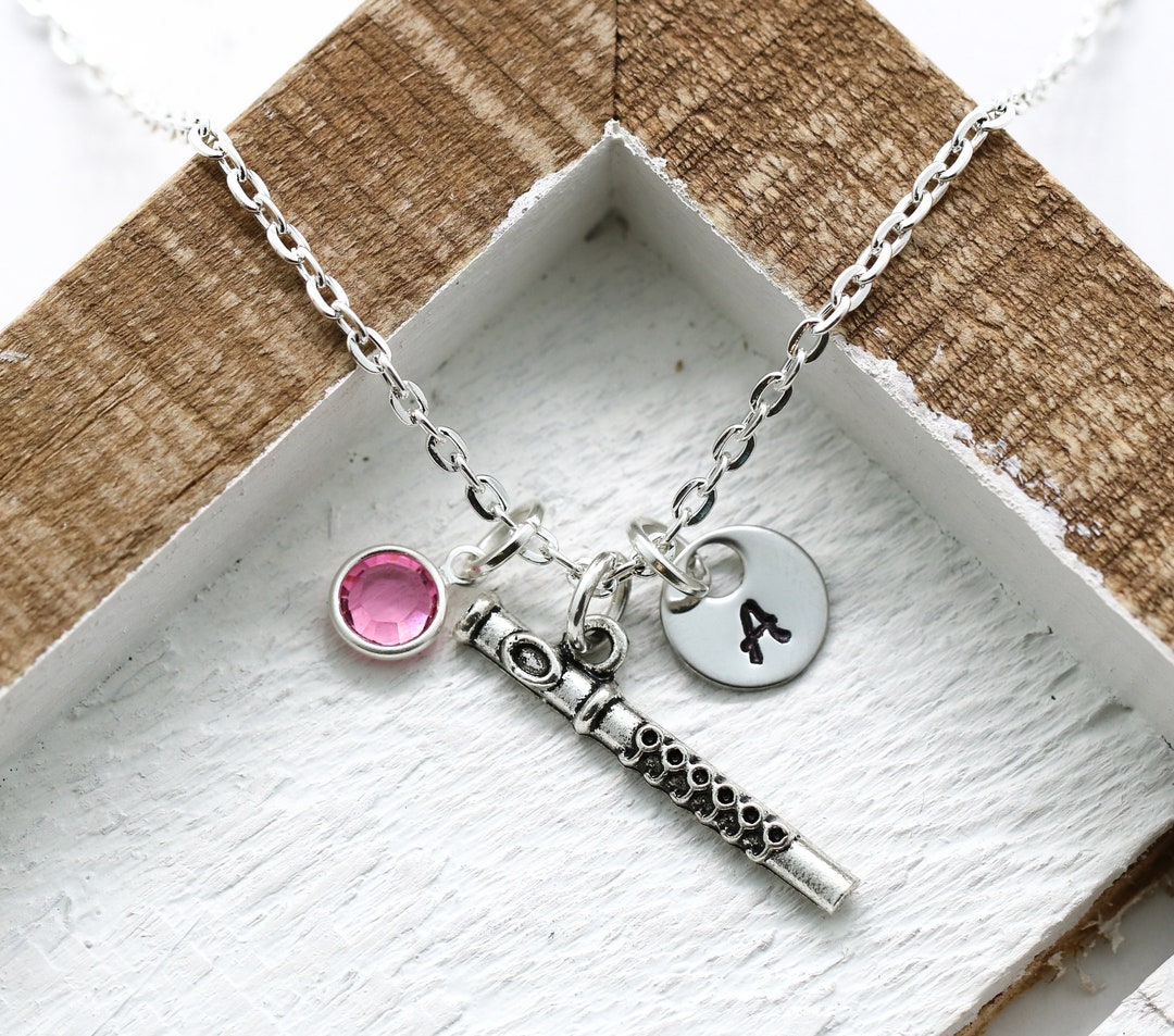 Silver Flute Charm Necklace for Flute Player Personalized Etsy
