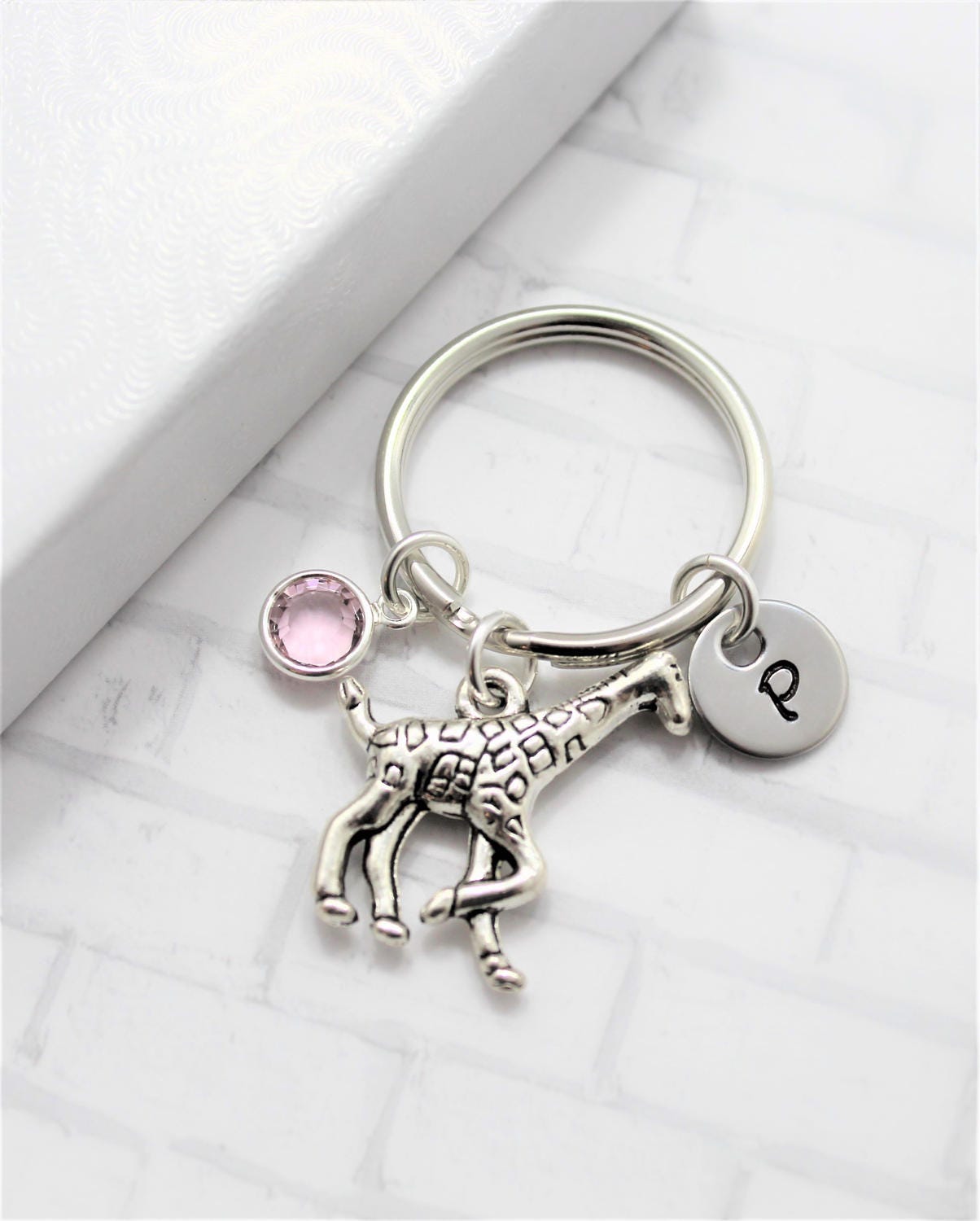 Giraffe Keychain Giraffe Gift Safari Keychain Little Etsy