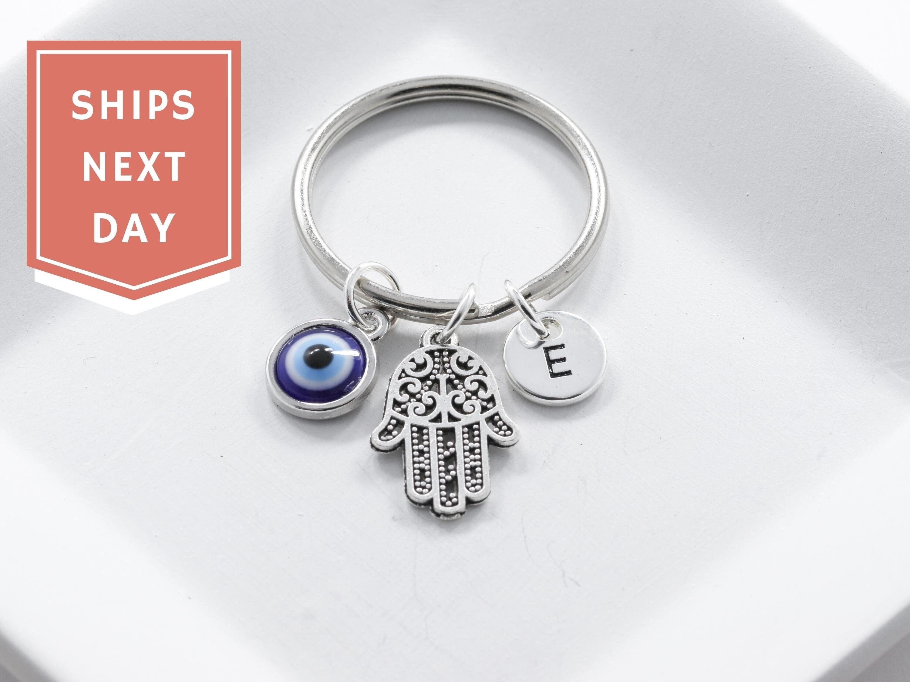 ARTISKRITI Evil Eye Keychain For Girls for Purse, Bike, Car, Mobile,  Gifting With Metal Key Ring Set of 2, Silver Angel and Peacock