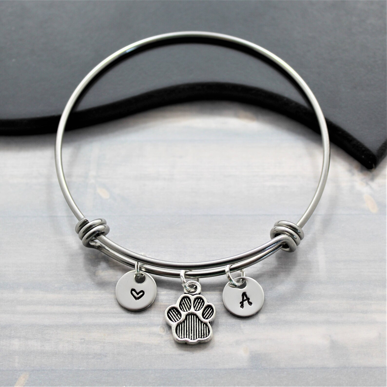 Dog Charm Bracelet Dog Paw Bangle Dog Mom Bangle Paw Etsy