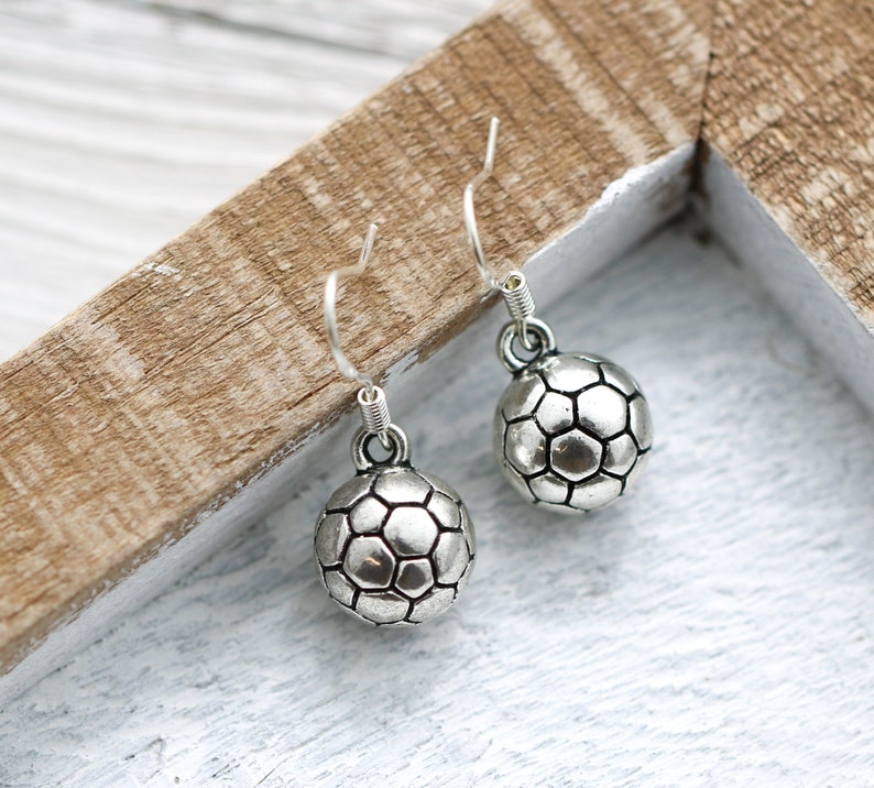 Soccer Ball Earrings for Women 925 Sterling Silver Hooks | Etsy