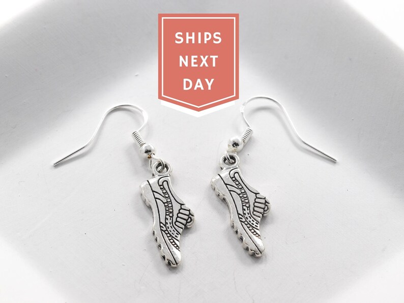 Running Shoe Earrings 925 Sterling Silver Hooks Cross Etsy