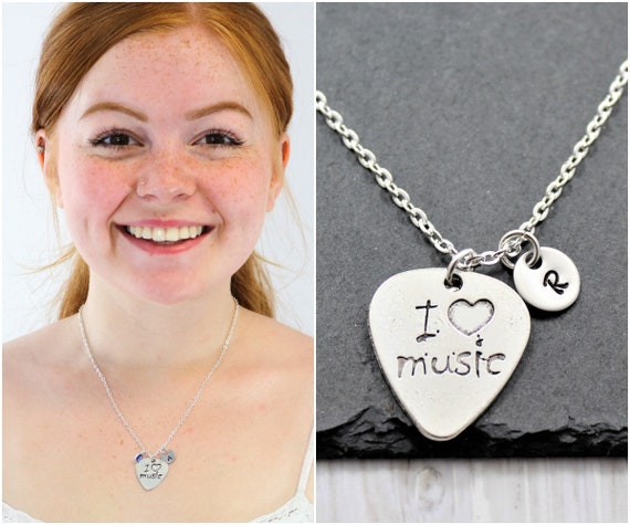 Guitar Music Note Guitar Pick Necklace Music Necklace Treble Personalize Guitar Music Note Guitar Pick Necklace Music Necklace Treble Personalize