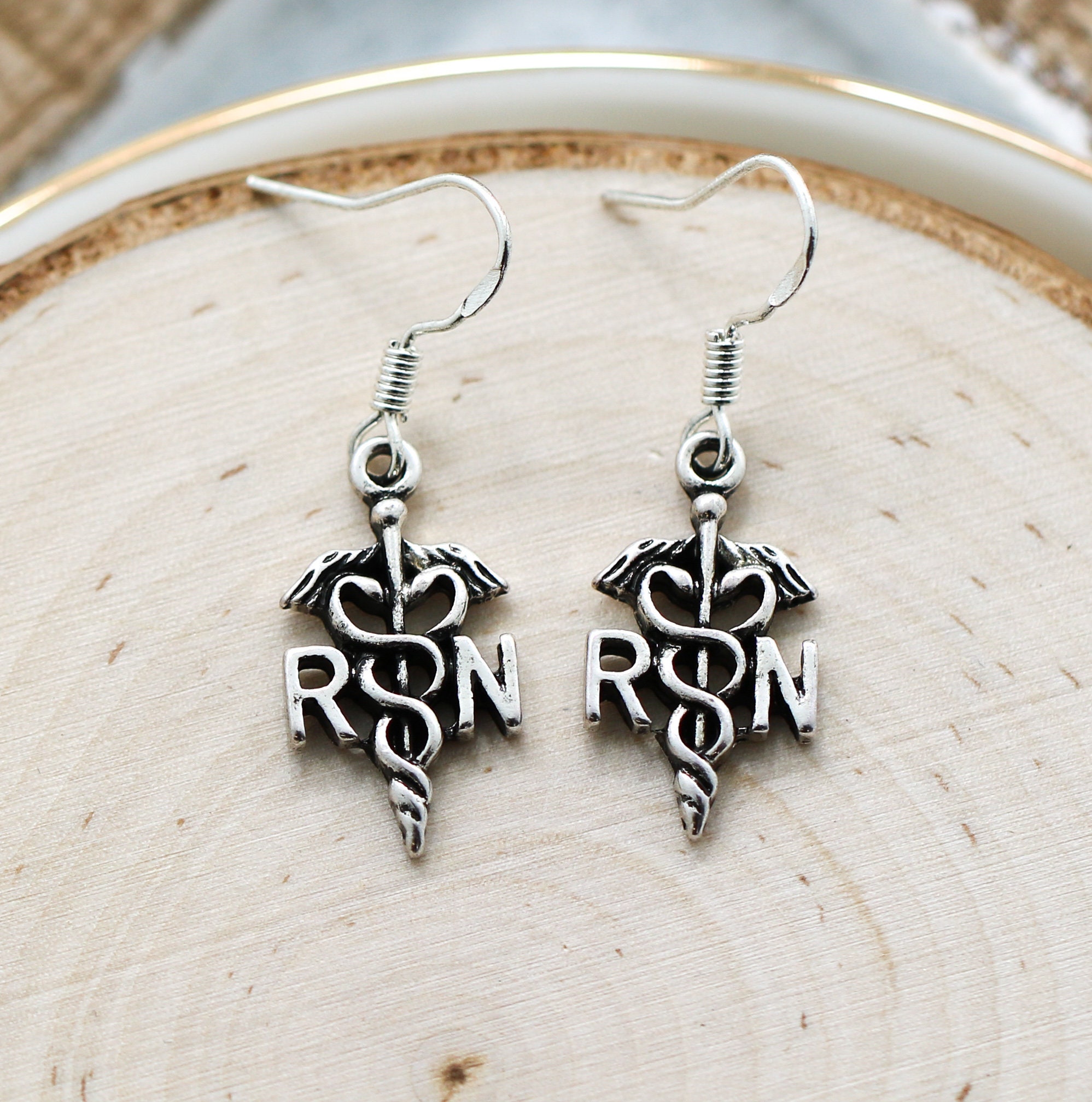 Registered Nurse Earrings 925 Sterling Silver Hooks Nurse Etsy