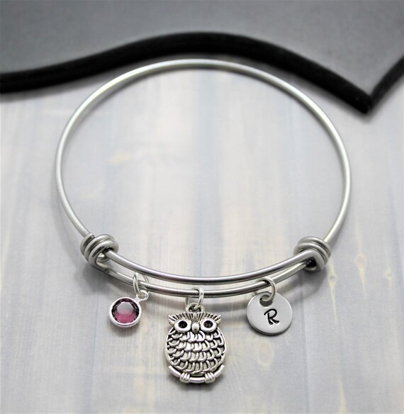 Owl Jewelry Adjustable Bracelet Waxed Cord Bracelet Small Owl Bracelet Sliding Knot Bracelet Gift for Her Owl Lovers Gift Owl Anklet