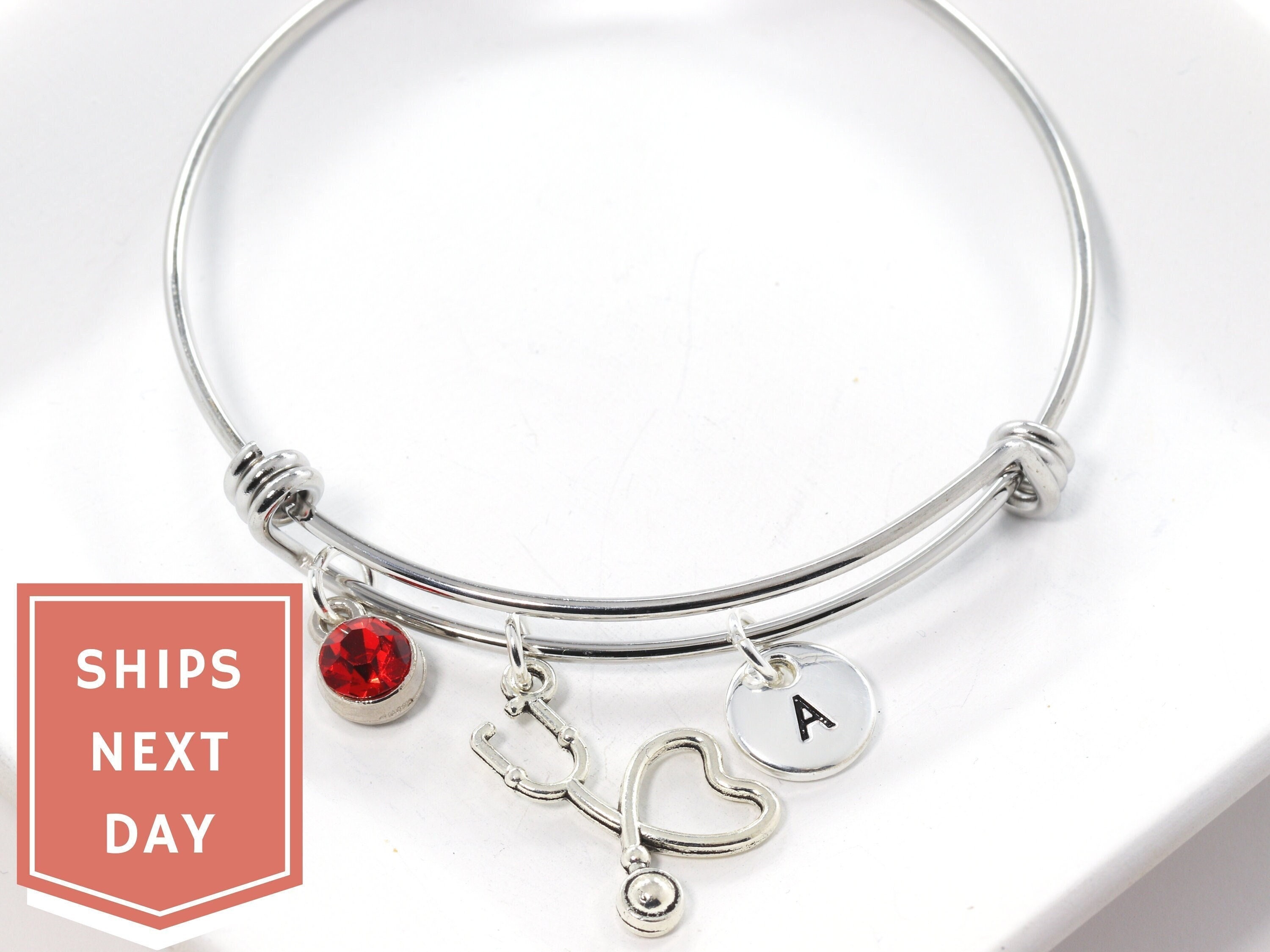 Stethoscope Bracelet With Personalized Birthstone Medical Etsy