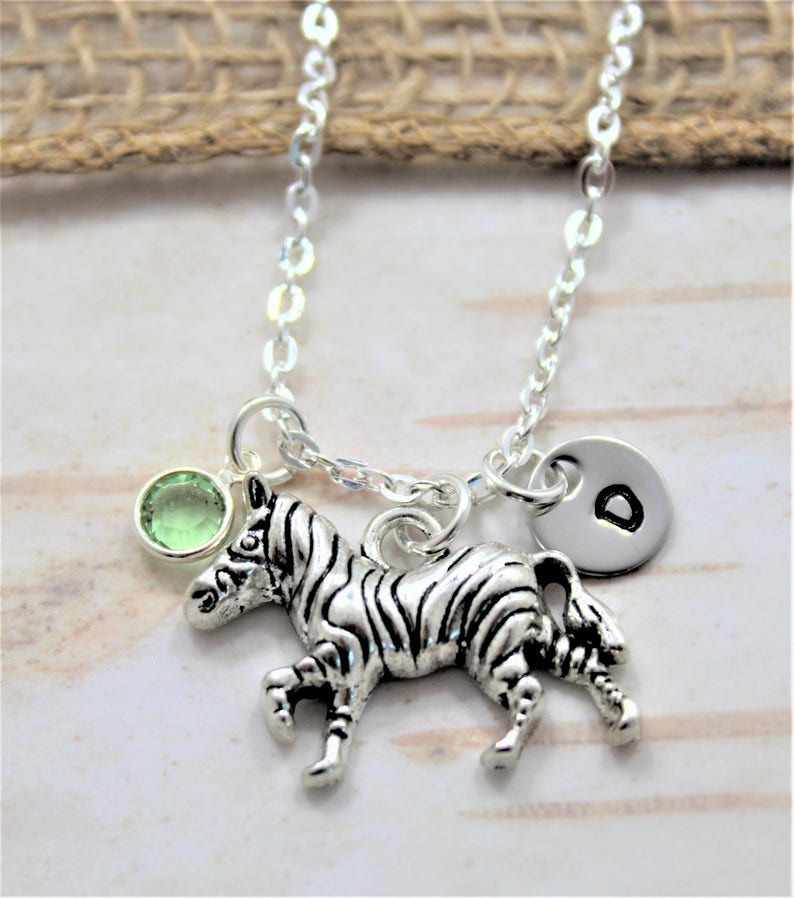 Zebra Necklace for Girls Personalized Zebra Jewelry Zebra Etsy New