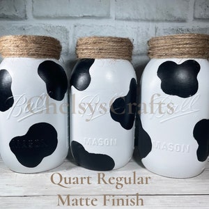 Single, Cow Print, Mason Jar, Jute Cord, Farmhouse, Party Decor, Vase