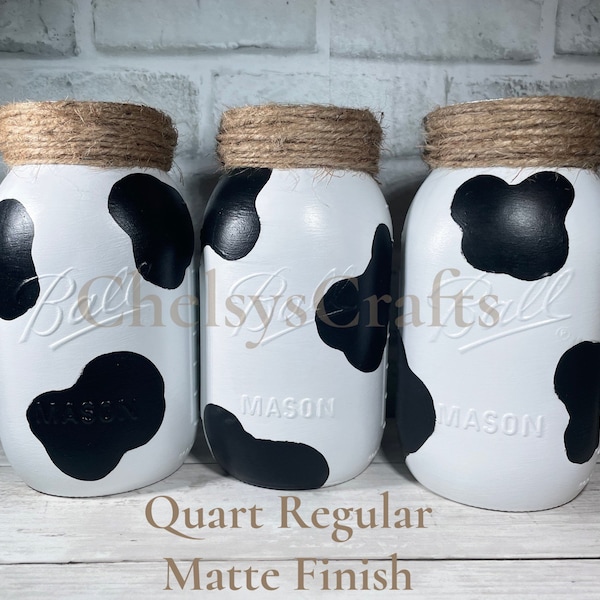 Cow Print, Mason Jar, Jute Cord