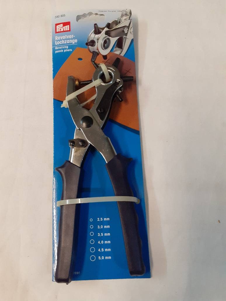 Leather Hole Punch, Revolving Turning Rotary Leather Belt Hole Puncher  Pliers Hand Tool, Heavy Duty Punch 3 Round, 3 Flat Punches 