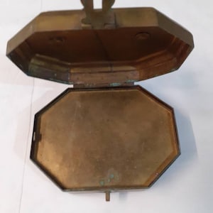 Antique brass Indian compartmentalised spice box, betel nut box.