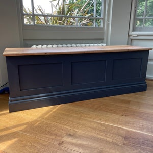 1.5m oak top ottoman / storage chest painted with Farrow & Ball colours