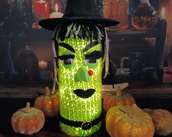 Halloween Witch Wine Bottle Luminary