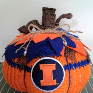 Blue & Orange Rustic Hand Knitted Pumpkin-Large