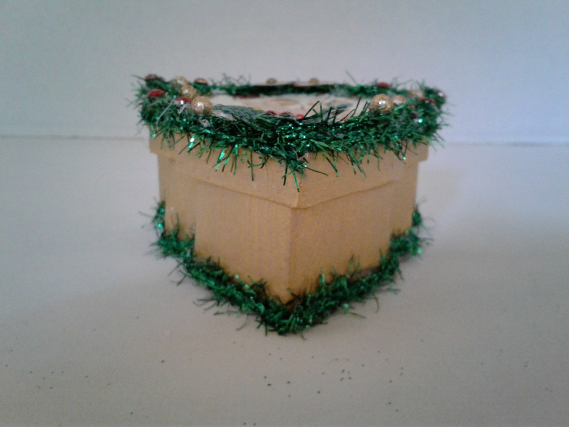Paper Mache Tree Shaped Box With Reindeer Embellishment With Etsy