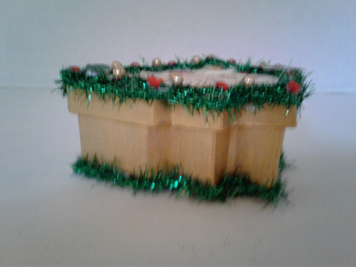 Paper Mache Tree Shaped Box With Reindeer Embellishment With Etsy
