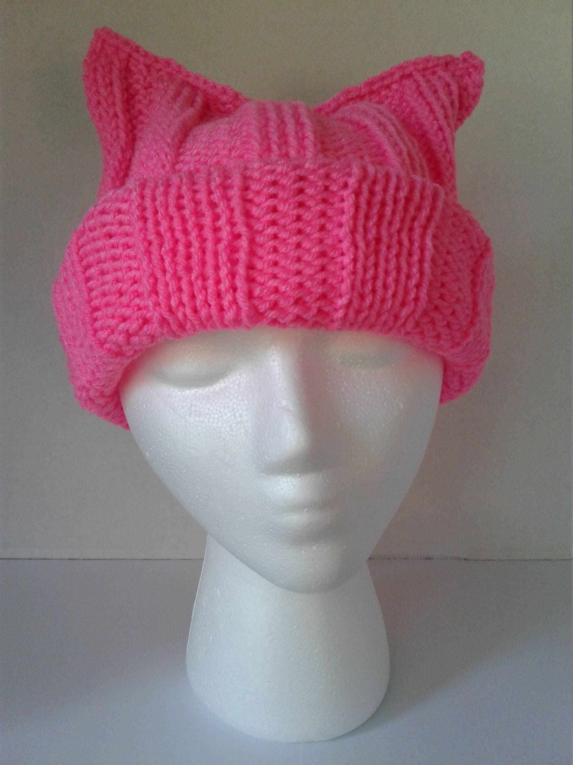 Hand knit super soft ivory and hot pink kitty hat OS Crochet Pattern: Pussy Cat Hat - Etsy main image 4