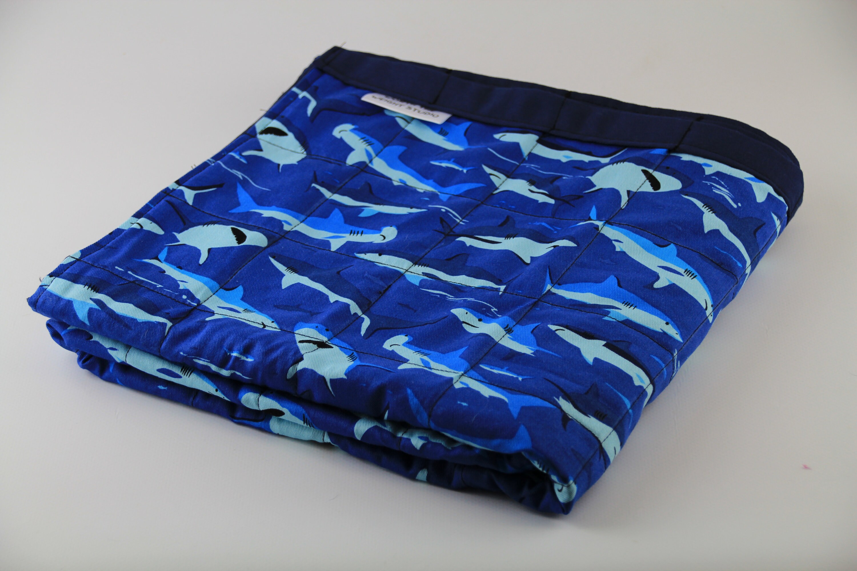 2kg Blue Sharks Child Size Cotton Weighted Blanket Australian Etsy