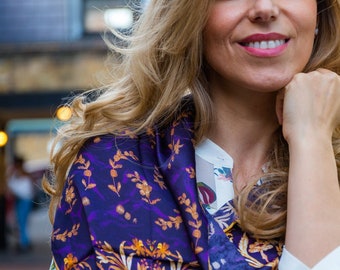 Long Floral Silk Scarf: Albanian Embroidery Art, Luxury Women's Shawl | triQita Design