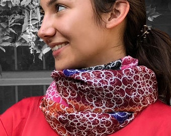 Mulberry Silk Chiffon Scarf Shawl: Albanian Tatting Lace Print, Hand-Rolled | triQita design