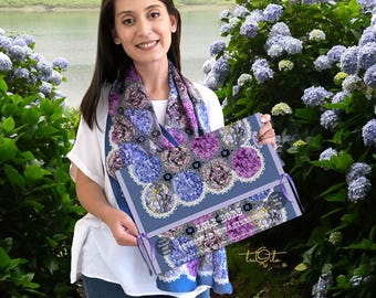 Designer Silk Scarf | Hydrangea Floral Shawl | Lule Bore Albanian song