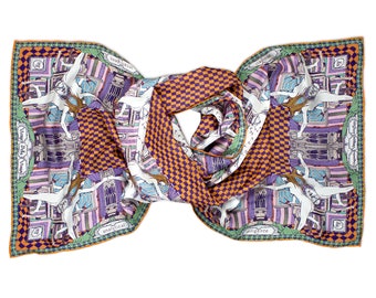 Virgo Zodiac Silk Chiffon Scarf: Astrological Art, Lucky Colors | triQita Design