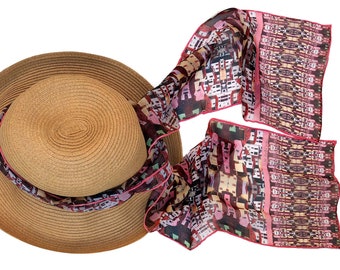 Long Silk Chiffon Scarf Miranda: Italian Hill Town Design, Travel Scarf