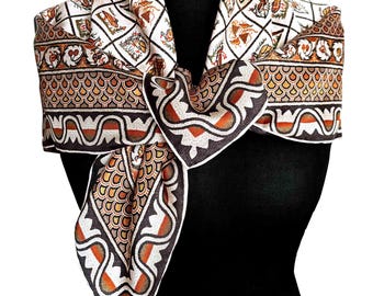 Albanian Birds of Paradise Silk Scarf, Early Christian Mosaic Art