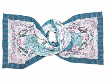 Aquarius Zodiac Scarf: Silk Chiffon with Lucky Colors
