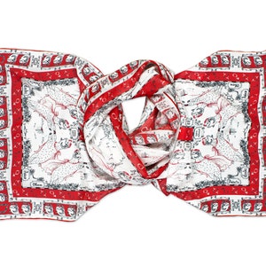 Aries Zodiac silk chiffon women scarf. Original fine art,  Red white black with Astrology symbols and merits of girl Aries as inspiring gift