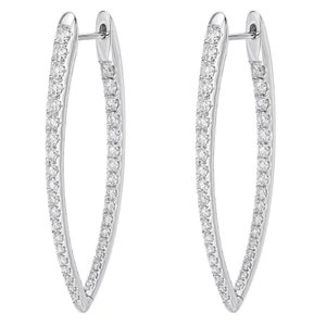 V Shape Clip On Hoop Earrings, Round Moissanite Diamond Inside Outside Hoop Earrings, Women&#39;s Wedding Engagement Earring, Party Wear Earring