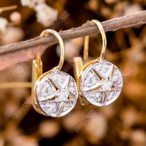 14K Gold Diamond Drop Earrings, 0.30CT Round Moissanite Diamond Drop Dangle Earrings, Wedding Bridal Earrings, Lever Back Dangle Earrings