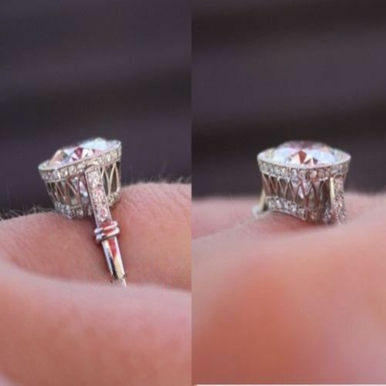 Cubic Zirconia Round Cut White Diamond Ring Women/'s Wedding Ring Art Deco Ring Valentine Gift Birthday Gift For Him Women Handmade Ring