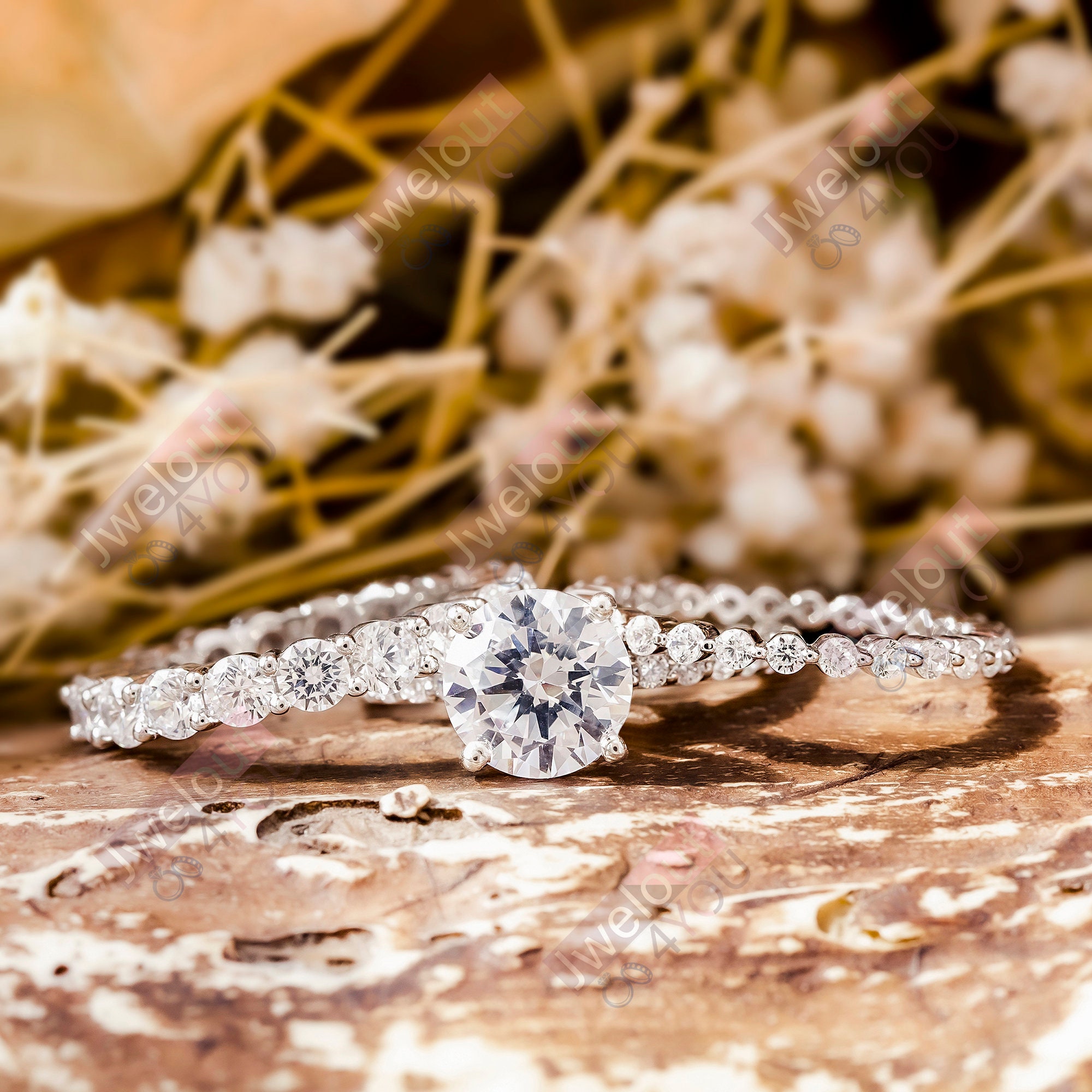 Luxury 3 Piece Stackable Ring Set, Round Cut Moissanite