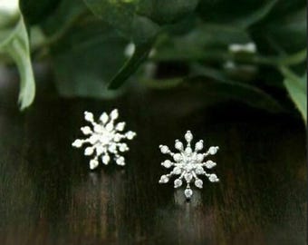 Orecchini Fiocco Di Neve Orecchini A Perno Fiocco Di Neve Con Zirconi - Argento Sterling 925, Made In Italy, ZARD Orecchini Zirconi Italia