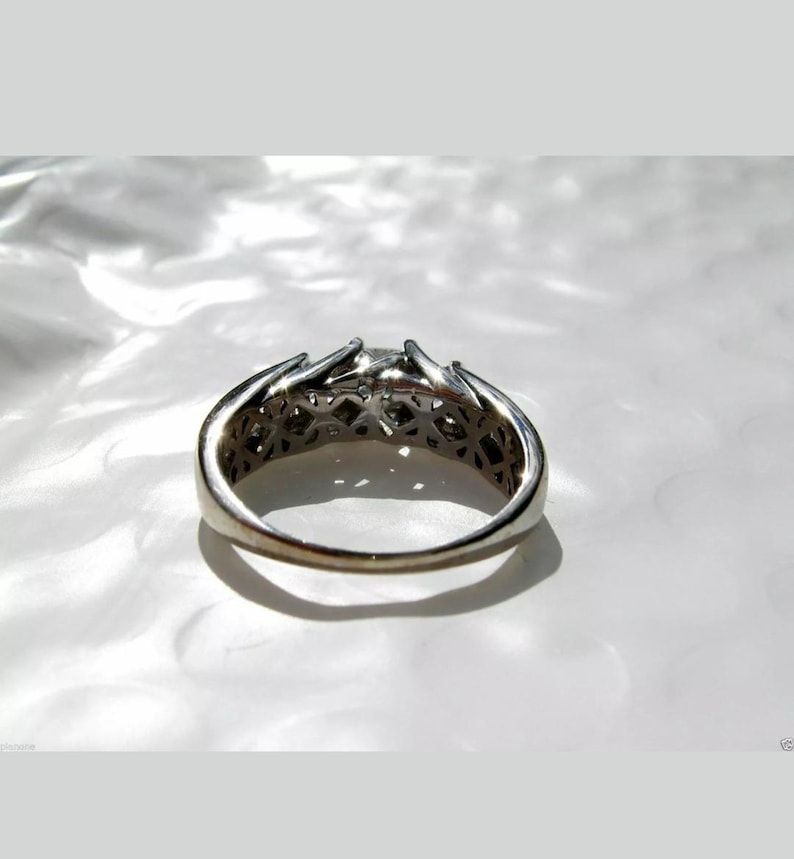 Three Stone Engagement Ring White Diamond Ring Princess /& Baguette Cut Diamond Ring Anniversary Diamond Ring For Women Wedding Gift