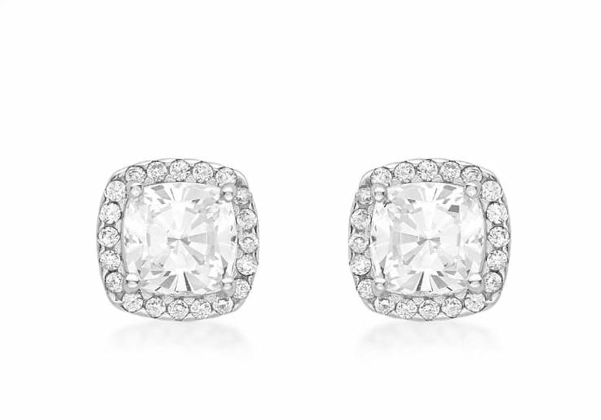 Elegant White Cushion Cut Diamond Earring CZ Diamond Earring Etsy
