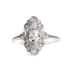 Openwork Filigree Vintage Inspire Ring, Round Cut Moissanite Diamond Milgrain Art Deco Ring, Wedding Anniversary Gift For Wife, Navette Ring
