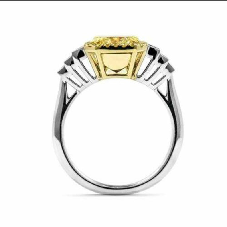 Asscher Cut Diamond Ring Halo Engagement Ring For Women Round White Yellow Diamond Ring Anniversary Diamond Ring Baguette Diamond Ring