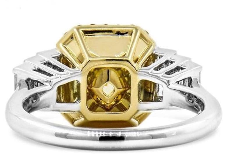 Asscher Cut Diamond Ring Halo Engagement Ring For Women Round White Yellow Diamond Ring Anniversary Diamond Ring Baguette Diamond Ring